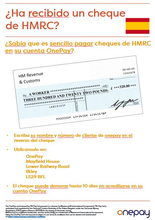 How to cash a HMRC cheque - Spanish version